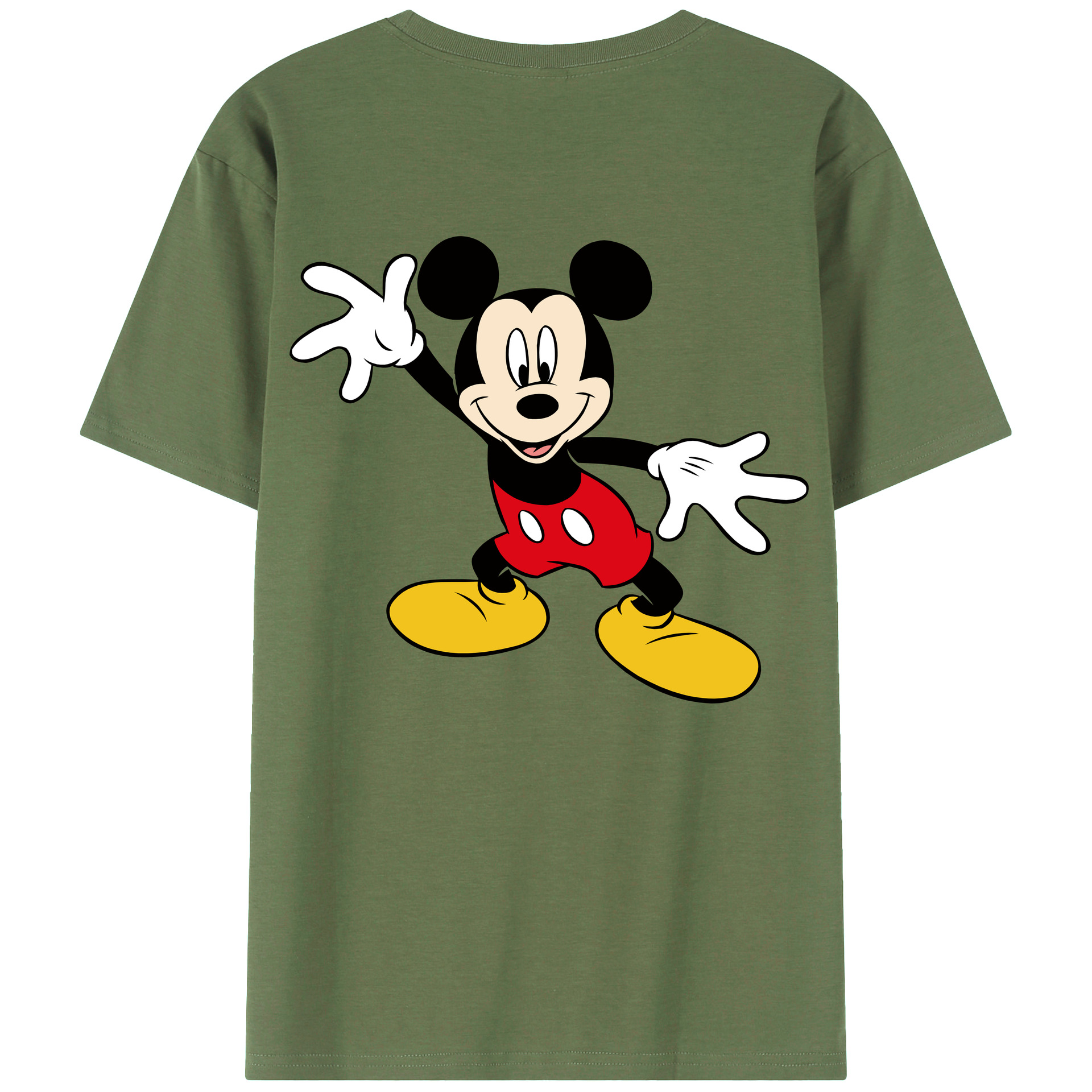 ミッキーマウス Mickey Mouse 綿100％ メンズ半袖Tシャツ（バックプリント） 通気性